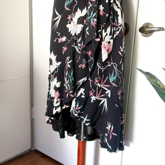 Matty M Spokane Black Floral Ruffle Hem Short Flutter Sleeve Dress Size XS - Picture 11 of 14